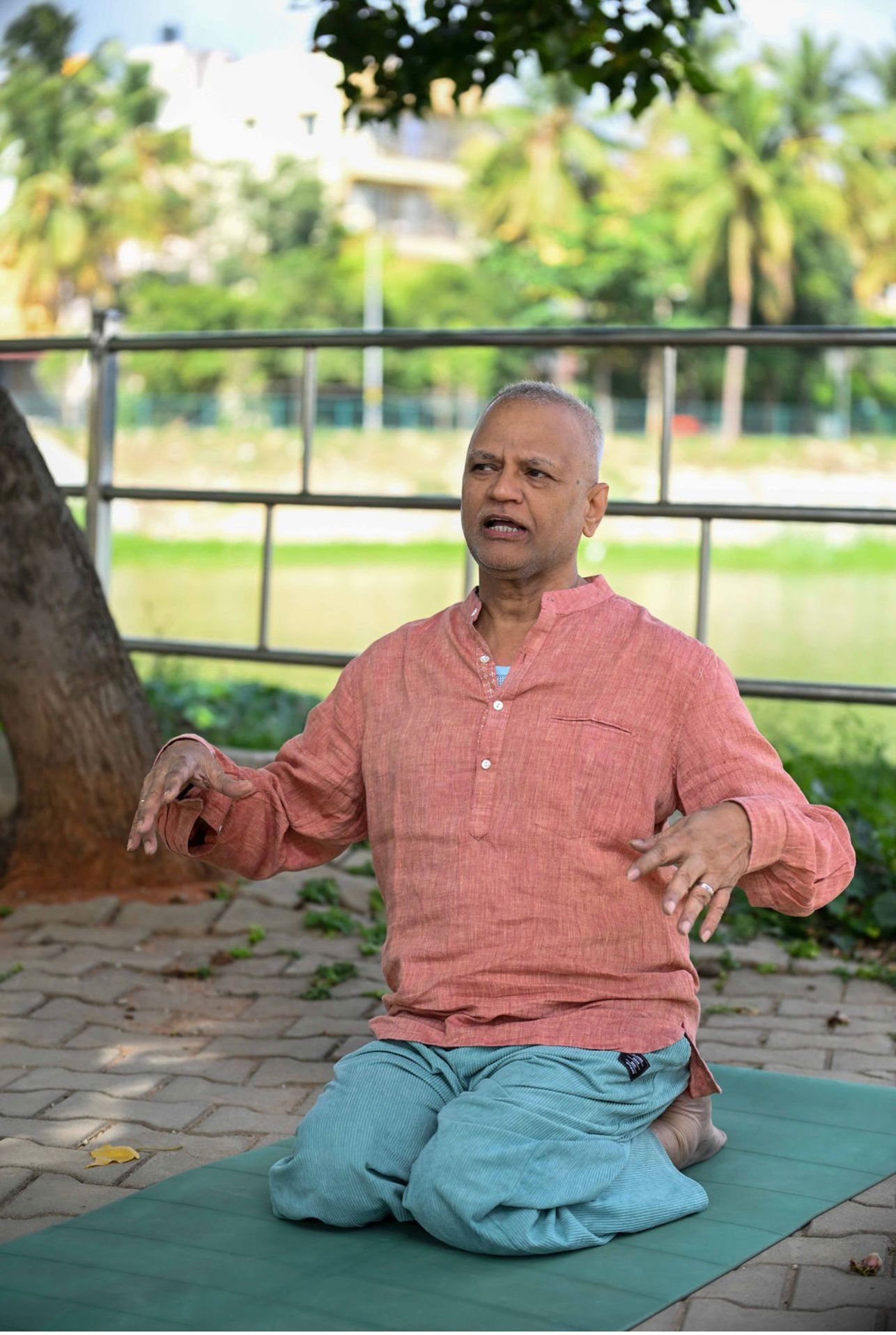Rajesh Anand sharing a quiet moment from his spiritual journey